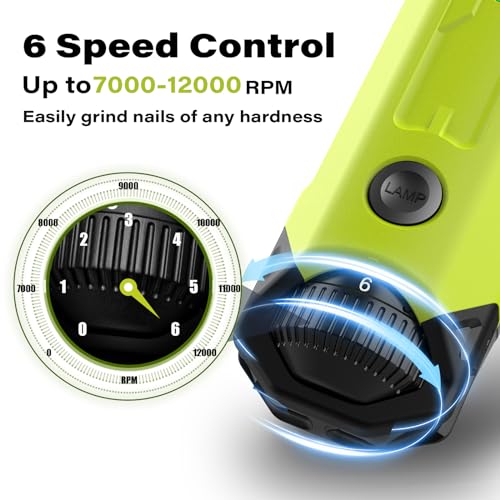 Image of Casfuy 6-Speed Dog Nail Grinder - Newest Enhanced Pet Nail Grinder Super Quiet Rechargeable Electric Dog Nail Trimmer Painless Paws Grooming & Smoothing Tool for Large Medium Small Dogs (Green)