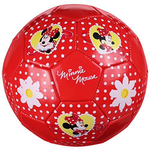 Capelli Sport Disney Minnie Mouse Kids Soccer Ball Size 3, Dots and Daises Officially Licensed Futbol for Boys and Girls Soccer Players, Red