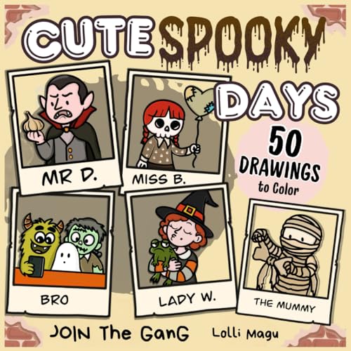 Cute Spooky Days: Coloring Book for Adults and Teens | 50 Unique Spooky-Cute Designs of Creepy Charming Creatures for Fun and Stress Relief image 2