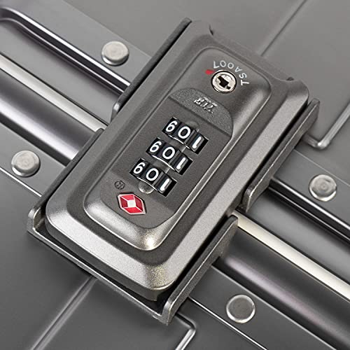 TRAVELKING All Aluminum Carry On Luggage with TSA Locks Zipperless Alloy Metal Hard Shell Spinner Suitcase (Metallic, 20 Inch)2