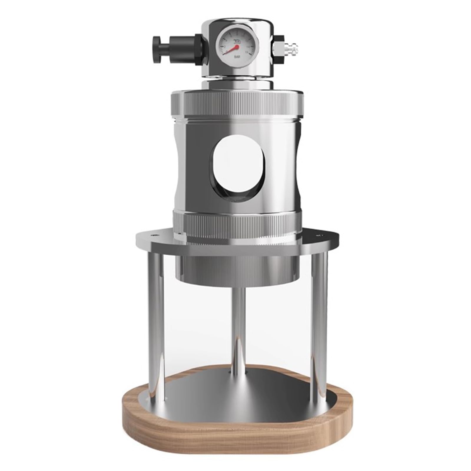 Macchina per caffè Espresso Pneumatica, Caffettiera Manuale Ad Aria Compressa, con Manometro, Base in Legno, Estrazione Rapida a 16 Bar, Compatta per Campeggio, Viaggi E Uso Domestico