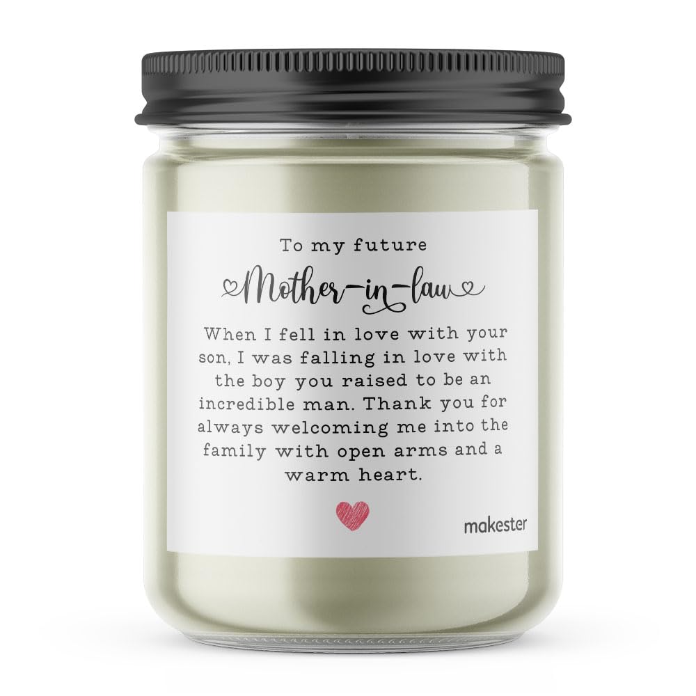 Future Mother in Law Gifts - Luxury Soy Wax Candle - Vanilla, Jasmine, Sugared Almond - Makester, White - Image 2