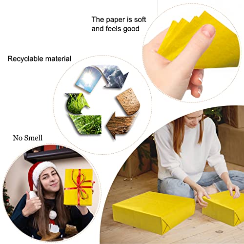 Image of 100 Sheets Yellow Tissue Paper Artdly 14 x 20 Inches Yellow Wrapping Paper Bulk for Weddings Birthday DIY Project Christmas (Pack of 2)