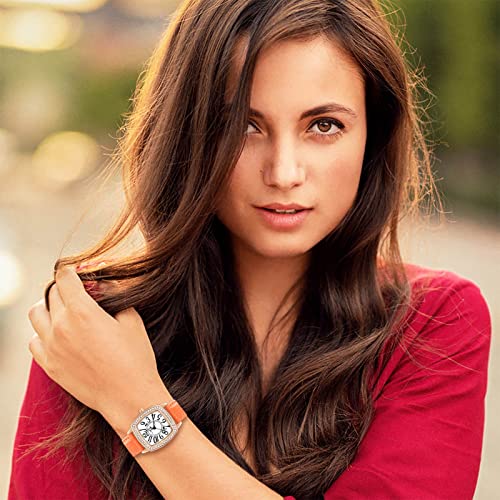 Montre quartz à cadran carré strass montre étanche cuir femme - 5