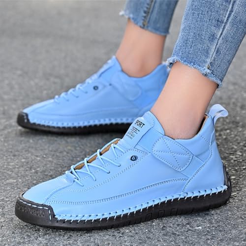 Image of Womens Casual Shoes Ankle Chukka Boots Slip On Breathable Loafers Handmade Fashion Sneakers Mid top Walking Driving Flats Shoes