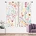 Riyidecor Colorful Floral Curtains Pink Cute Boho Wildflower Trendy Watercolor Plant Leaves Botanical Rod Pocket Pretty Aesthetic for Girls Bedroom Living Room Treatment Fabric 2 Panels 42Wx63H Inch