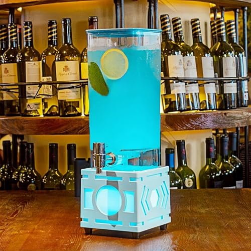 FLYILIA ドリンクサーバー ドリンクディスペンサー 冷水筒 3L 蛇口付き LEDライト付き 七色 ピッチャー ジャグ プラスチック製 蓋付き 冷水ポット 麦茶ポット お茶ポット 水差し 業務用 家庭用 来客用 おしゃれ 大容量 広口 割れにくい お