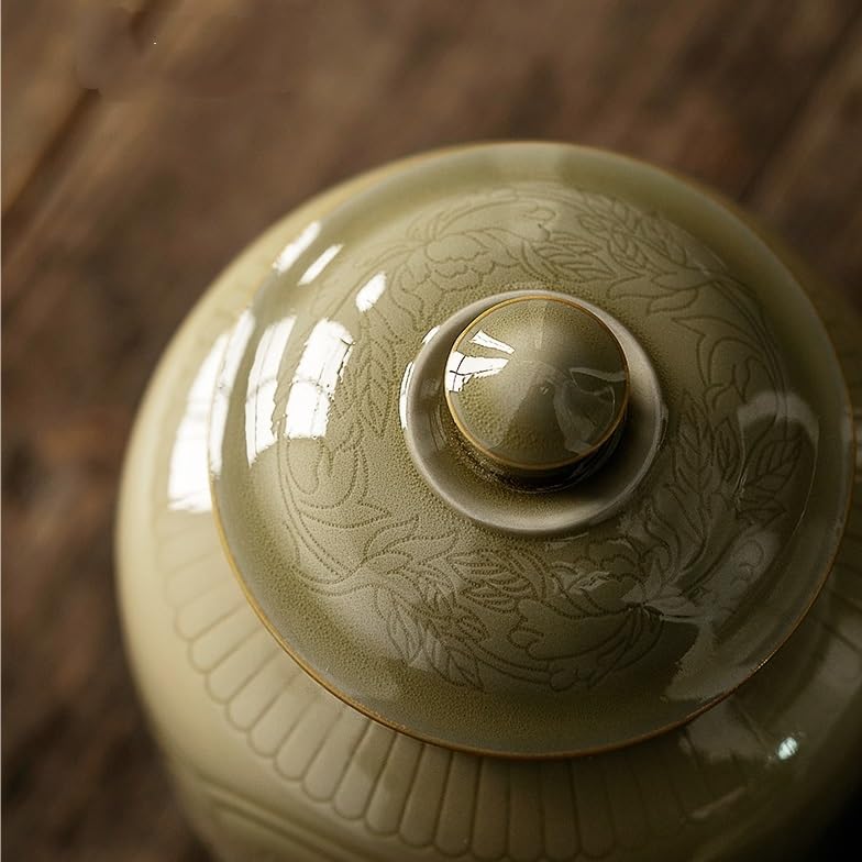 LYGSWDB Zestaw do herbaty Pojemnik ceramiczny do przechowywania słoika Ręcznie robiona ceramiczna puszka do herbaty Domowa kuchnia Herbata w zamkniętej puszce Słoik do przechowywania herbaty