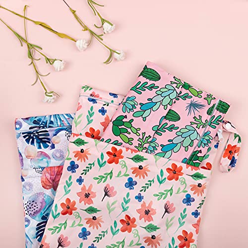 Image of Babygoal Wet Dry Bags for Baby Cloth Diapers, Washable Travel Bags, Beach, Pool, Gym Bag for Swimsuits & Wet Clothes with Two Zippered Pockets 3 Pack, 3LN18