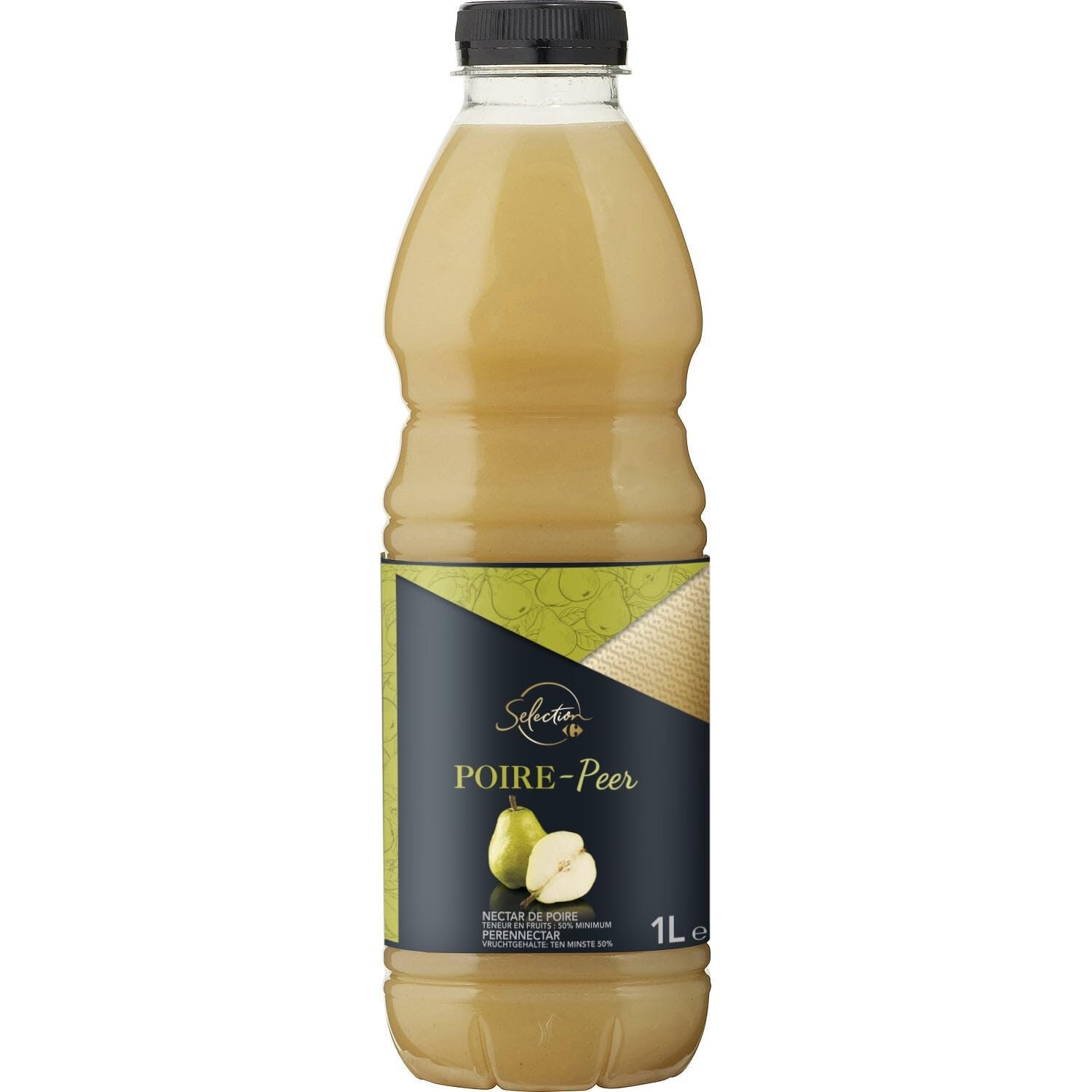 CARREFOUR SELECTION Nectar de Poire - Bouteille en plastique 1L - Teneur en fruits 50% minimum - Saveur authentique et gourmande - Lot de 4