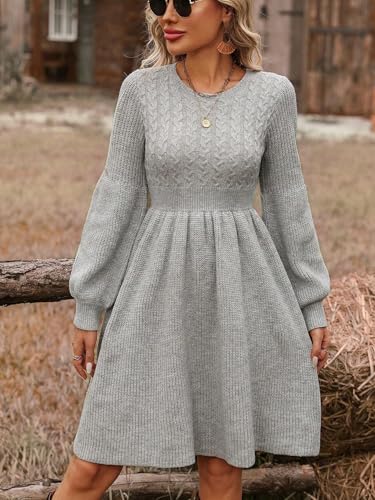 Women's 2025 Casual Sweater Dresses Casual Loose Raglan Sleeve Knit Dress4