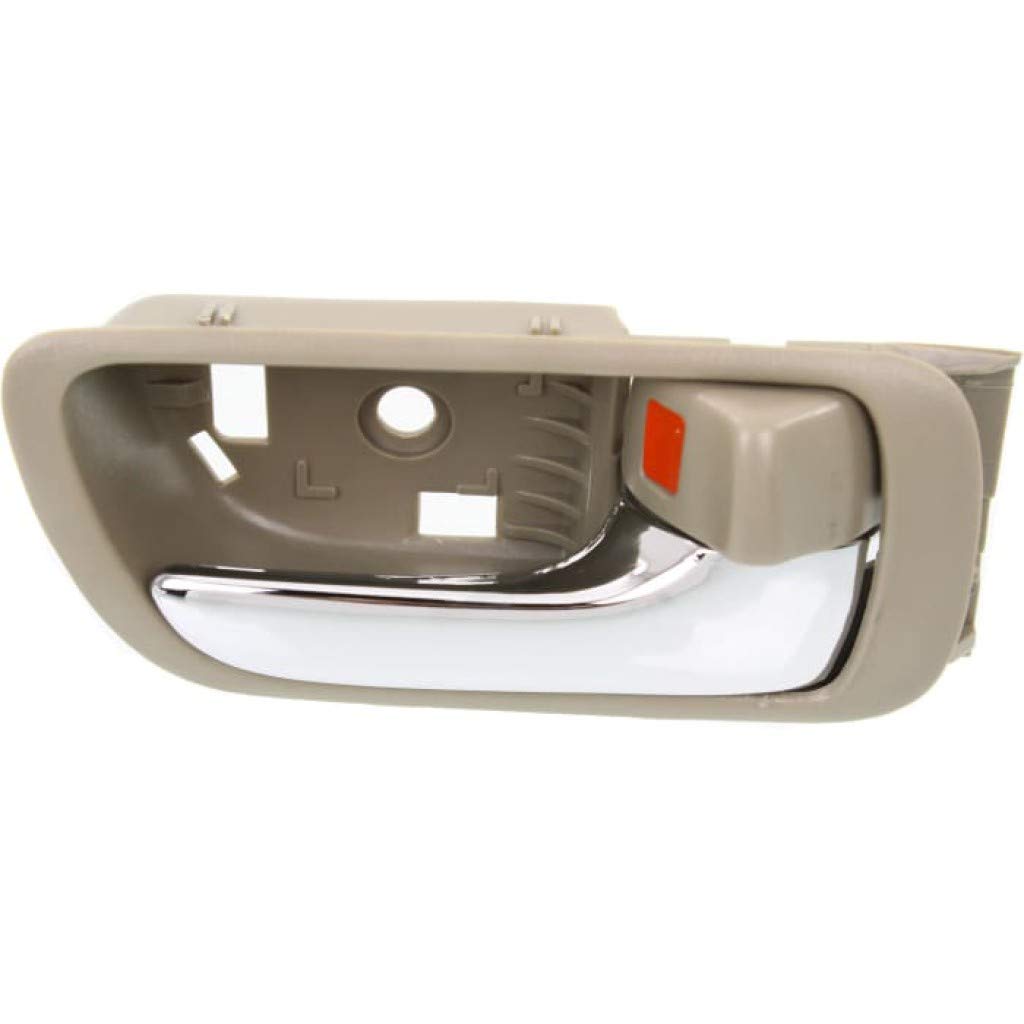 for Toyota Camry 2002 03 04 05 2006 Interior Door Handle Front OR Rear, Passenger Side Beige Bezel with Chrome Lever | with Door Lock Button| Trim:All Submodels
