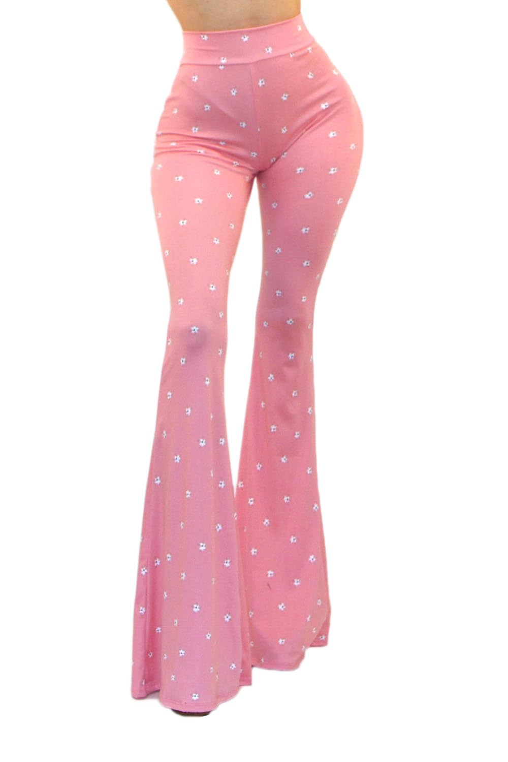 Vivicastle Women's USA Boho Solid Hippie Wide Leg Flared Bell Bottom Pants