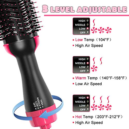 Hot Air Brush, Hair Dryer Brush One Step Hair Dryer & Volumizer 4 in 1 Brush Blow Dryer Styler for Rotating Straightening, Curling, Salon Negative Ion Ceramic Blow Dryer Brush - Thumbnail 4