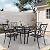Crownland 5 Piece Outdoor Dining Set, Patio Metal Dining Sets, 4 Stackable Metal Chairs and Square Outdoor Dining Table with 1.57" Umbrella Hole, for Backyard, Lawn, Garden (Classic Black)