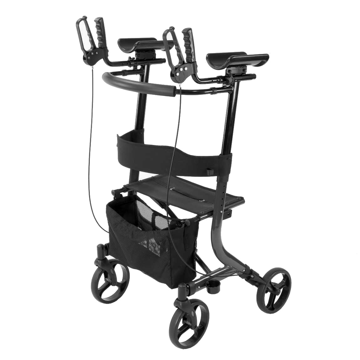 Folding Upright Forearm rollator Wheeled Walking Frame with Brakes and seat