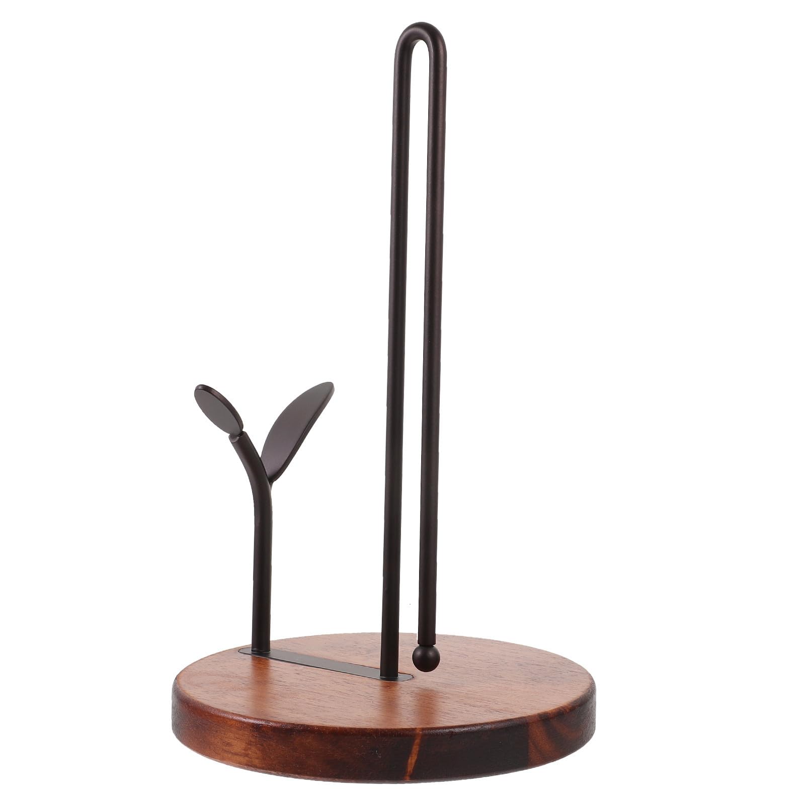 USHOBE Portarrollos de Cocina de Madera y Hierro Base Negra, Soporte Vertical para Rollos de Papel, Diseño Moderno y Estructura Simple para Almacenamiento Fácil en Cocina y Restaurantes
