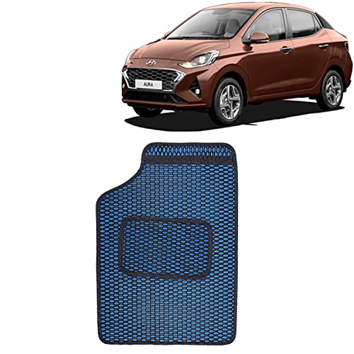 Image of Kingsway Dotted Design Car Floor Foot Mats Universal Fit for Hyundai Aura, Model Year : 2020 Onwards, Water and Dustproof, Color Blue, Set of 5 Pieces