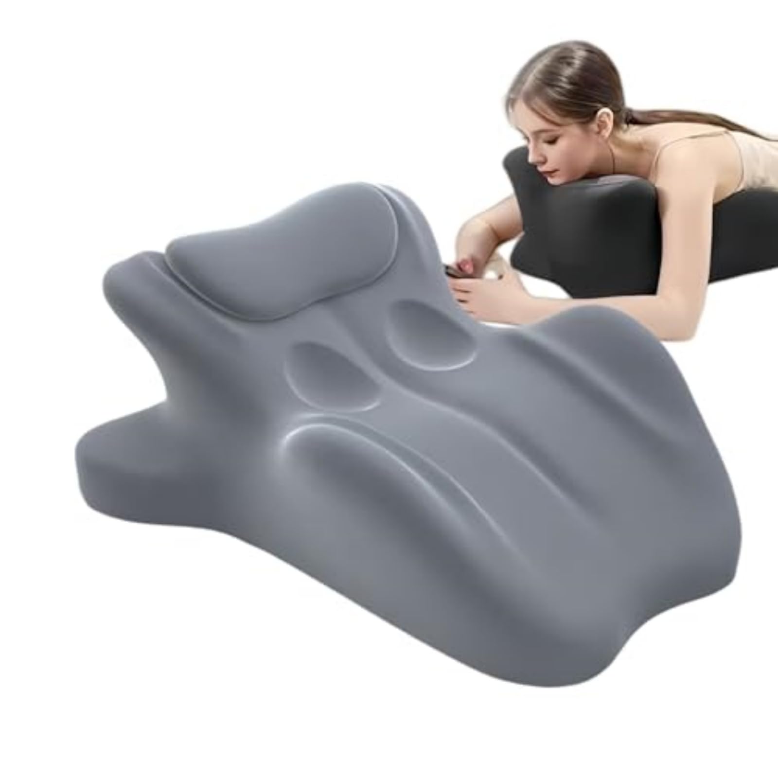 Cuscino Coppia Chiro-Monaco - Cuscino di Supporto Lombare in Memory Foam con Inclinazione di 27°, Compagno di Comfort Ergonomico,Grigio