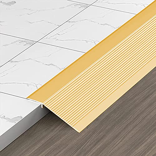 10cm Extra Wide Gold Floor Transition Strip Cuttable Threshold Door Bar Entry Ramp for Home Walkers Carpet to Wood Finishing Long 110cm