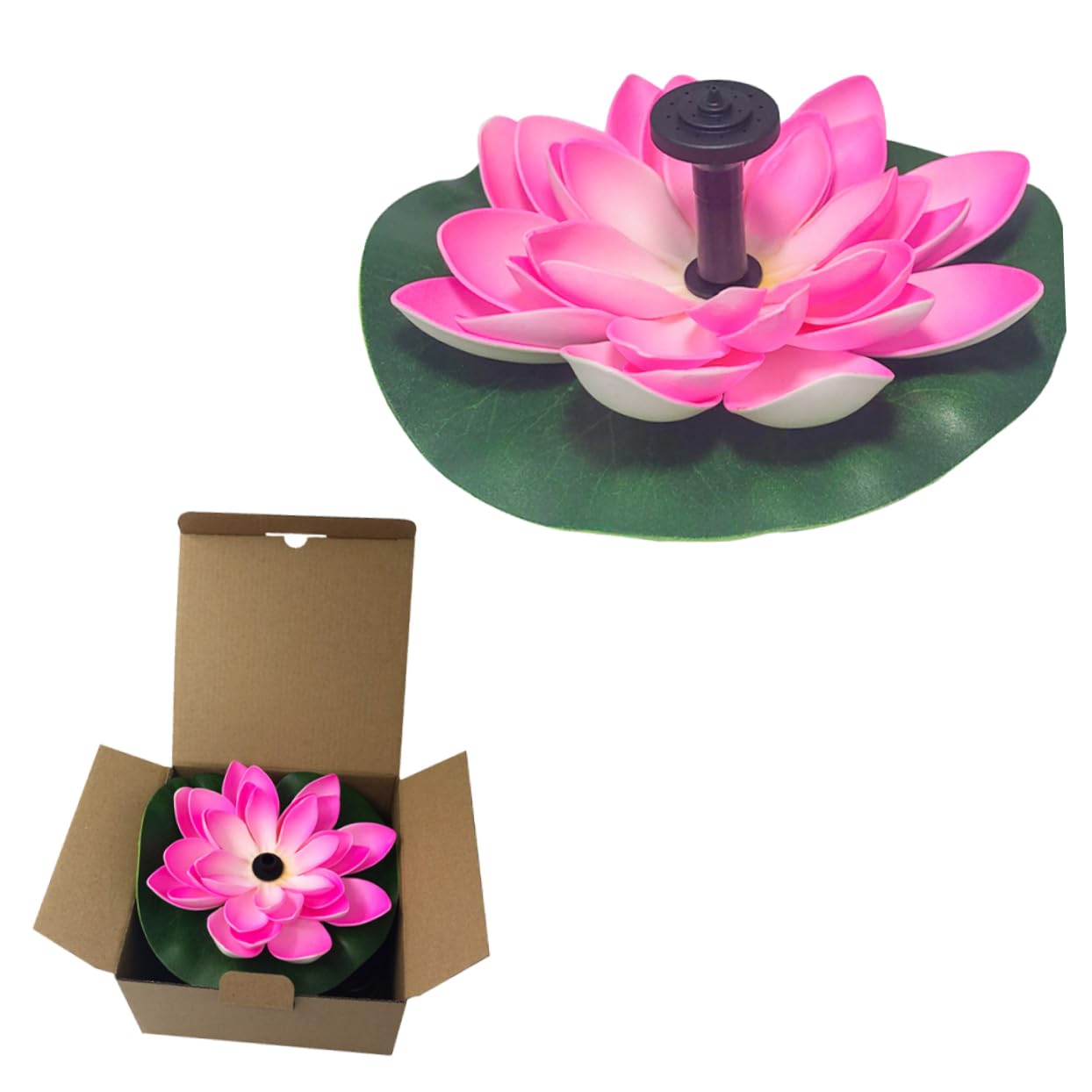 Solar Fountain Pompa 7v 2, 5w a Forma di Loto, Plastica Verde | Fontana ad Energia Solare, Fontana Laghetto Energia Solare, Vacanze Estive, 180l/h, Testa 100cm