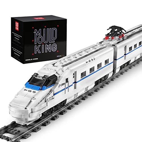 Mould King 12002 Technik Treno Passeggeri, Treno Alta velocità con binari ferroviari e motore, Giocattolo Telecomandato per Bambini di 6-12 anni