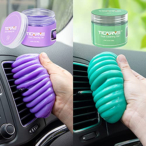 TICARVE Cleaning Gel for Car Cleaning Kit Detailing Putty Auto Cleaning Putty Detailing Gel Detail Tools Car Interior Cleaner Cleaning Slime Car Vent Cleaner Purple Green