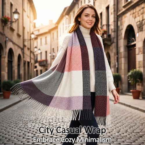 Image of Loritta Winter Scarf for Women, Long Plaid Shawl Wraps Scarves Gifts