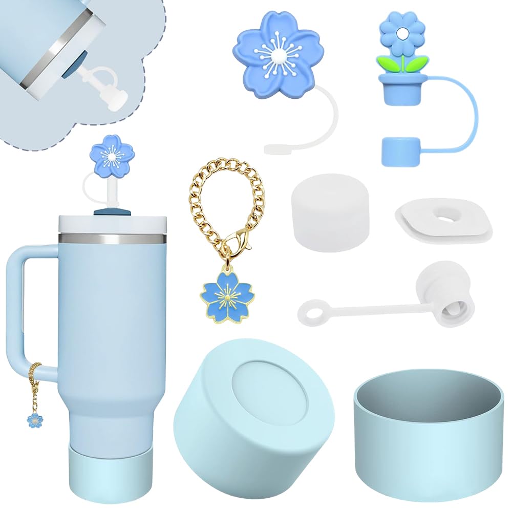TOEECY Stanley Cup Zubehör Set - 6-teilig Mit Strohhalmabdeckung & Bodenchutz