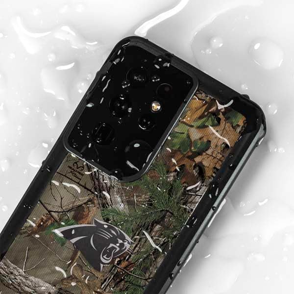 Skinit Waterproof Phone Case Compatible with Galaxy S24 Ultra - Officially Licensed NFL Carolina Panthers Realtree Xtra Green Camo Design