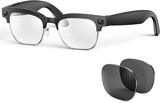 2026 AI Smart Glasses for Men Women,8MP 4K Camera Glasses,Supports AI Voice Control/Video/Photo/Audio Recording,Bluetooth Glasses with 133 Translations,Blue Light Blocking Lenses+Extra Sunglasses