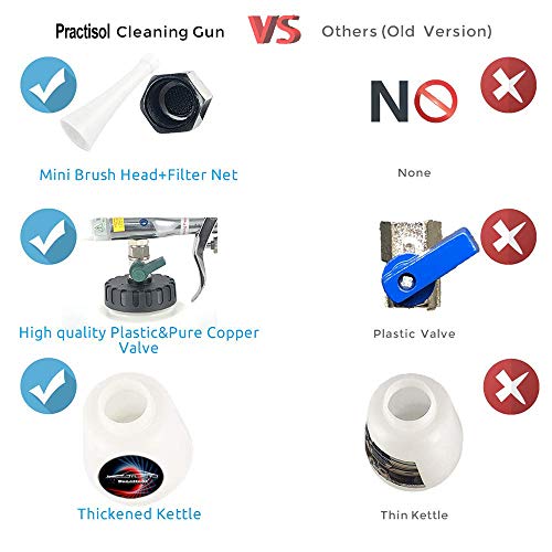 Practisol Car Interior Cleaner, Pro High Pressure Car Cleaning Gun With 1L Foam Bottle And Brush Head For Vehicle Exterior Glass & Internal Accessories #TOP3