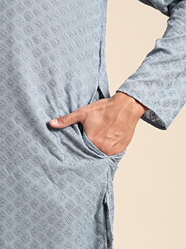 Men's Designer Chikankari Embroidered Kurta with Churidar Set (SQR) |21 Options|4