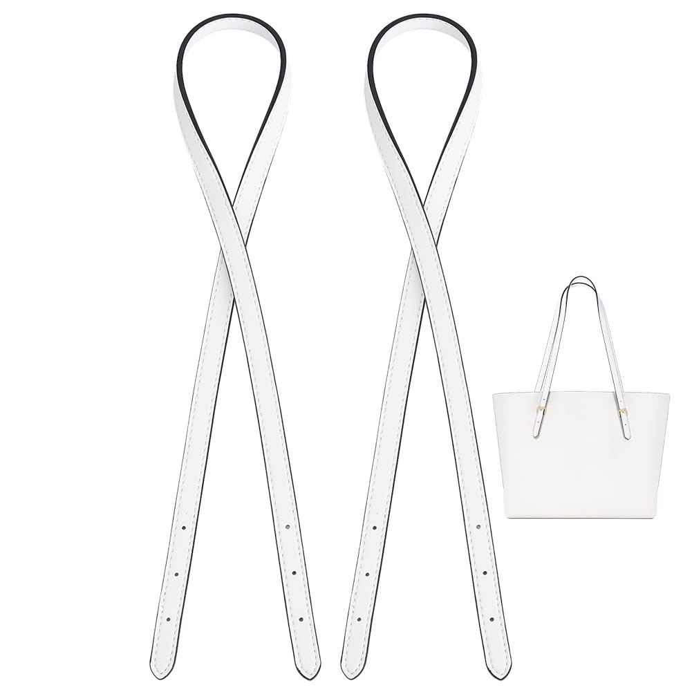PH PandaHall 2pcs Cowhide Leather Tote Bag Strap Replacement 31.9 inch Leather Handbag Straps, White Adjustable Shoulder Straps Replacement for Purse Tote Bags Carry Bags Making
