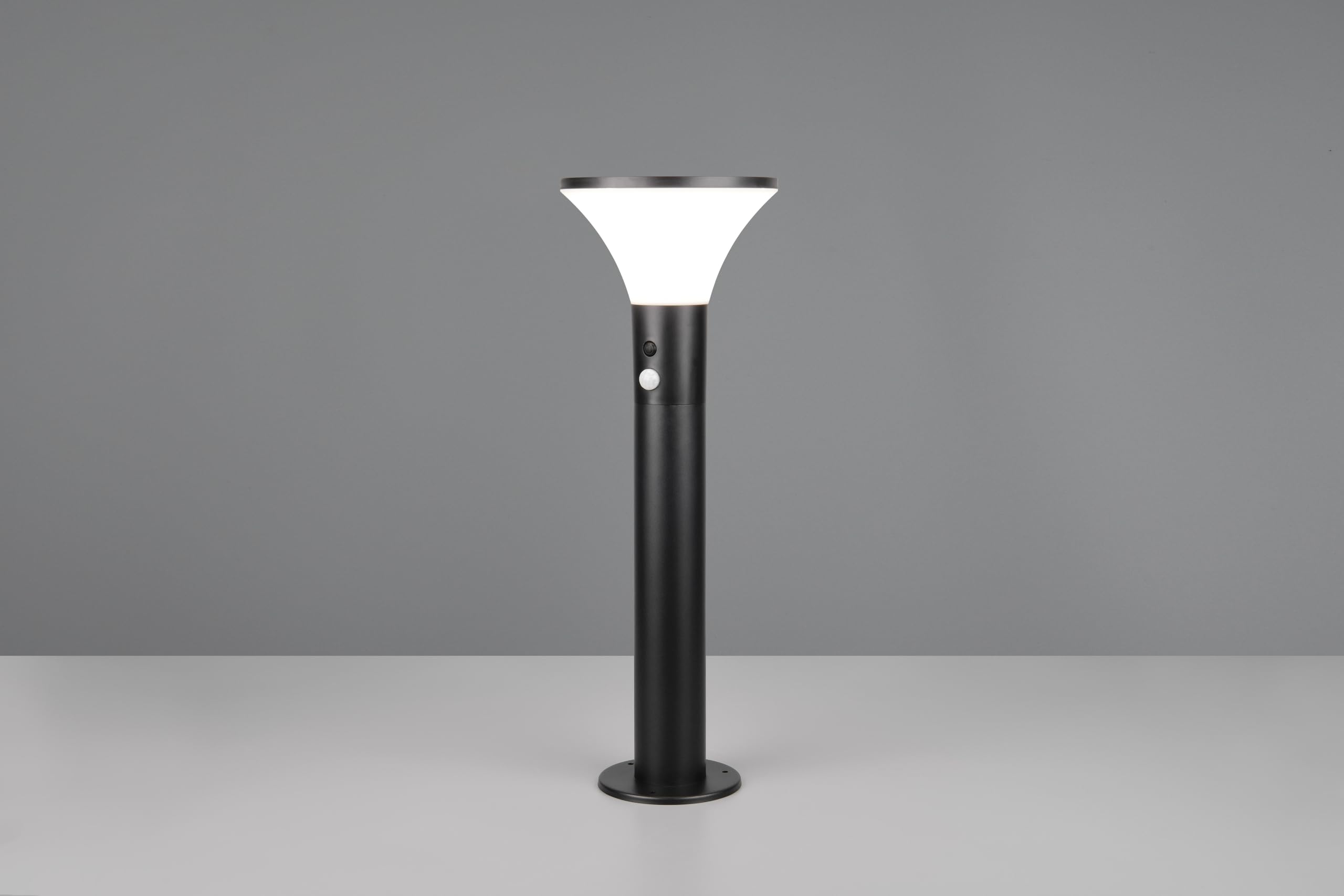 Reality Leuchten LED Éclairage d’allée extérieur GORDA R54676132, Plastique Noir mat, LED 3,5 watts, Hybride solaire/batterie, Capteur crépusculaire, Capteur de mouvement