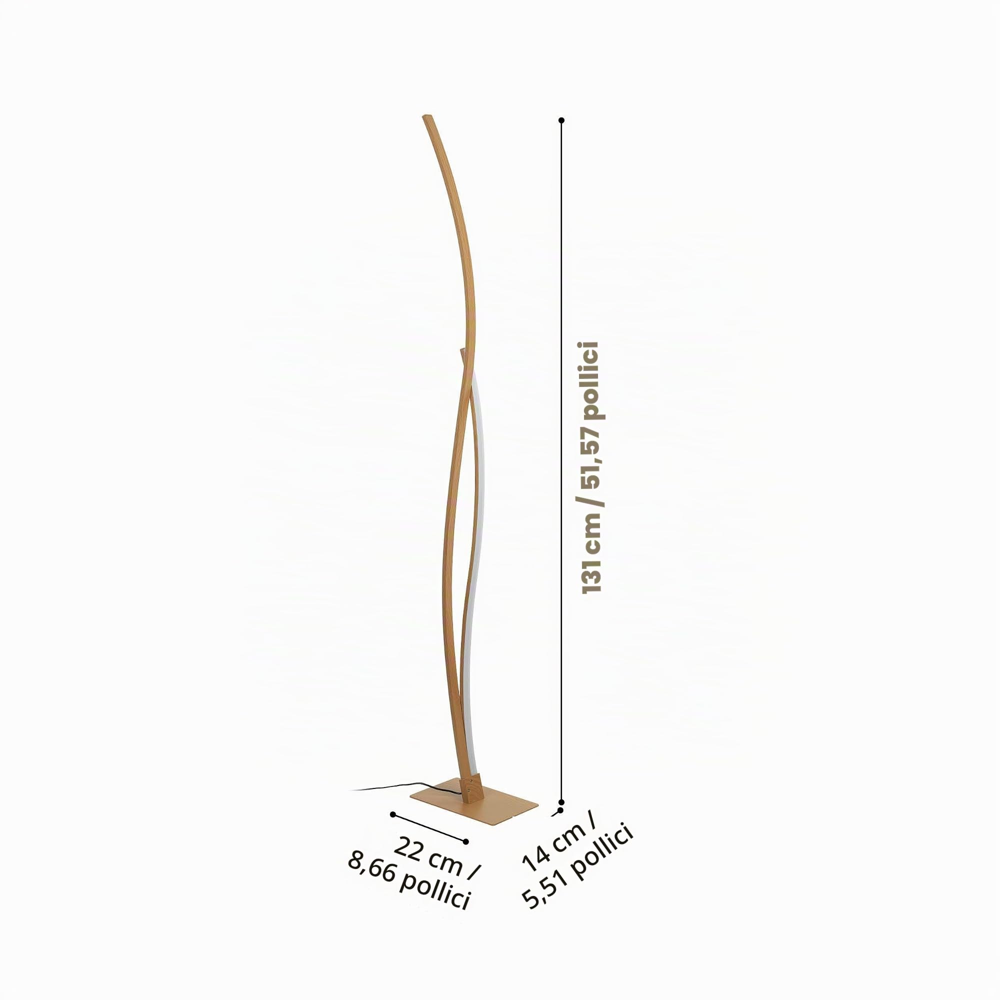 Eglo LED lampada da terra Grisolia, design per soggiorno, illuminazione ad | arco, metallo effetto legno, luce calda, 129 cm