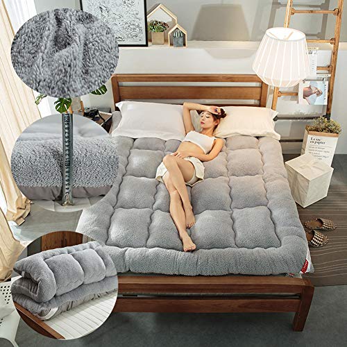 amAng Tatami Colchón, Alfombra de Piso Gruesa, cómoda y portátil, colchón de Suelo para Dormir, colchoneta Plegable para Dormitorio u Oficina, Gris, 1.5x2m