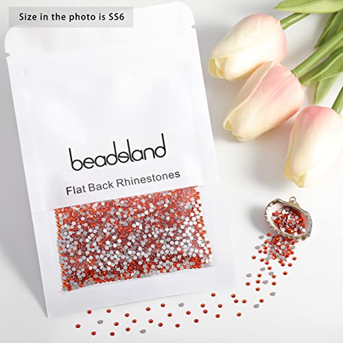 Image of Beadsland 2880pcs Flat Back Crystal Rhinestones Round Gems for Nail Art and Craft Glue Fix, Orange,SS6,1.9-2.1mm
