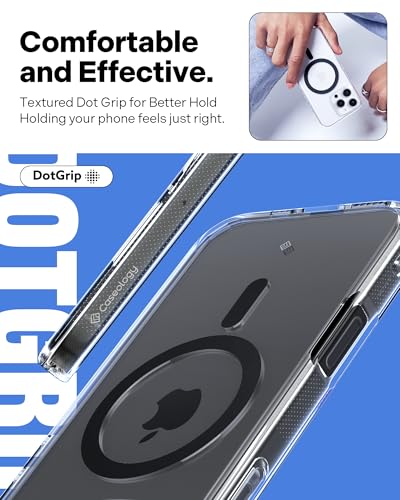 Image of CASEOLOGY by Spigen Capella Mag for iPhone 16 Pro Case [Ultra Clear] Magnetic Military Grade Drop Protection Side Grip Patterns Back Cover Case for iPhone 16 Pro (TPU and PC | Clear Charcoal)