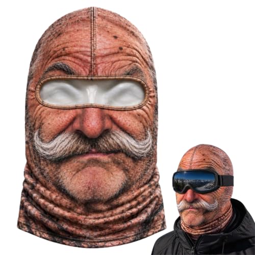 Funny Old Man Ski Mask Balaclava, Realistic Full Face Cover for Men Women - image 1