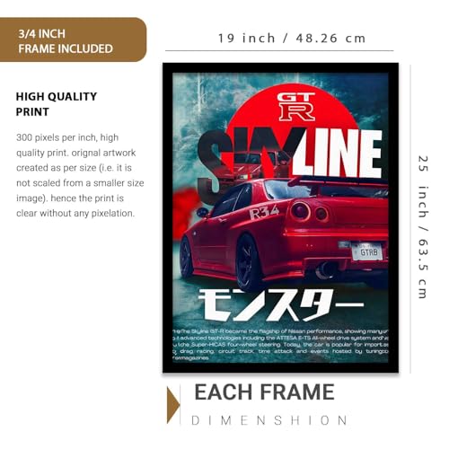 Image of kotart Big Sports Cars Framed Posters Gift Items for Boys Room Wall Decoration Bedroom Living Room Office Studio Decor | Car Poster Frame for Wall Decor Set Of 3 Size (19 X 25 inch)