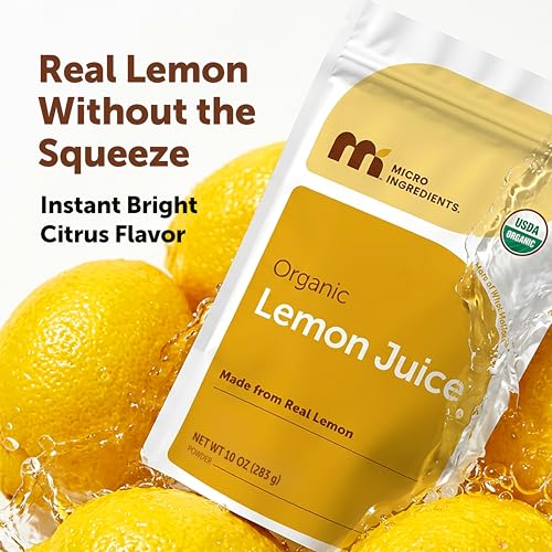 Image of Micro Ingredients Organic Lemon Juice Powder 2 Pack | Cold-Pressed Lemon Source | Natural Vitamin C | No Sugar or Additives | Great for Drinks, Smoothies & Beverages | Non-GMO, Vegan Friendly
