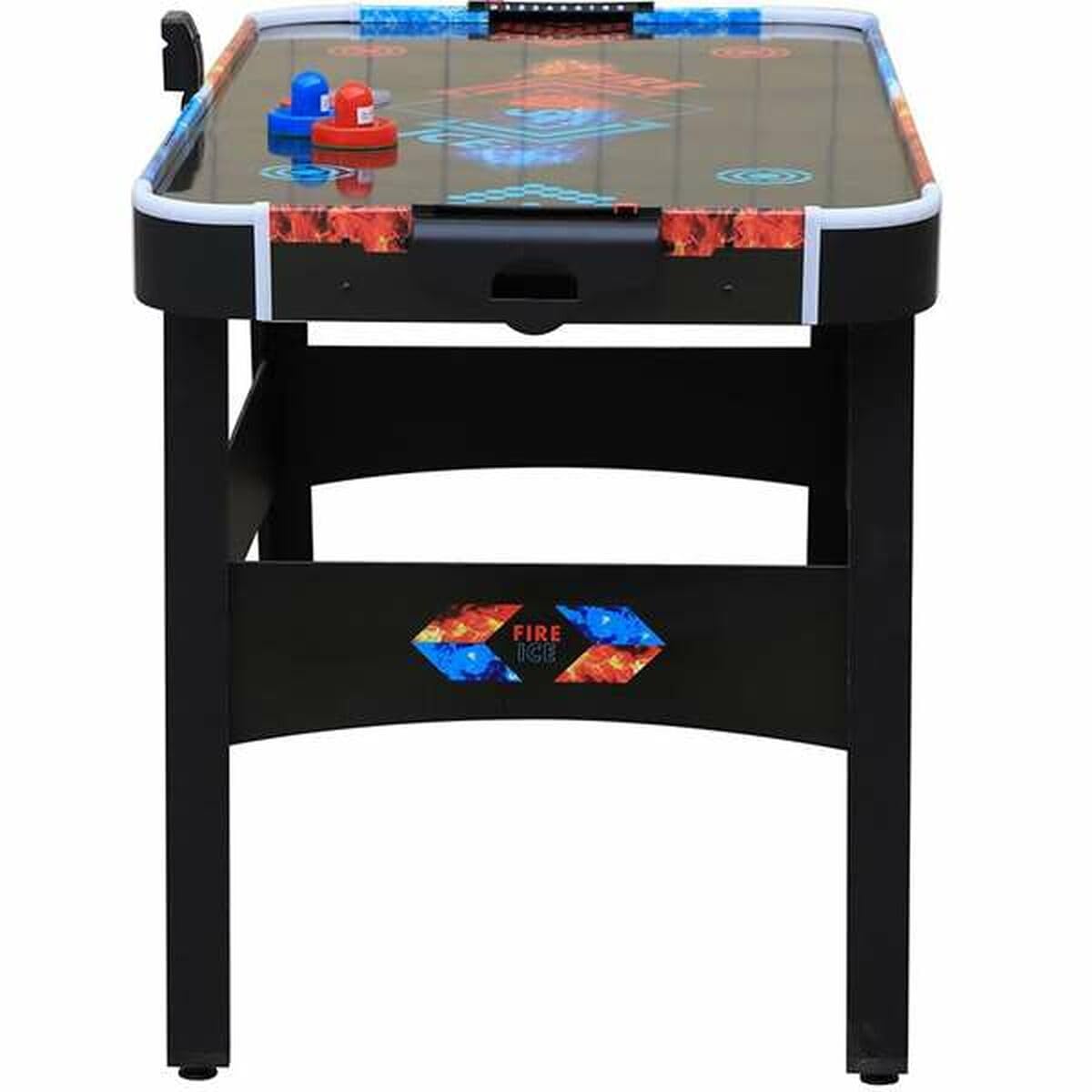 DEVESSPORT Air Hockey Fuego vs Hielo Incluye Dos Lanzadores Leds y Un Disco Led y Niveladores en Cada Pata | Mesa de Hockey con Luces LED Rojo y Azul, Marcador Electrónico y Baterías USB