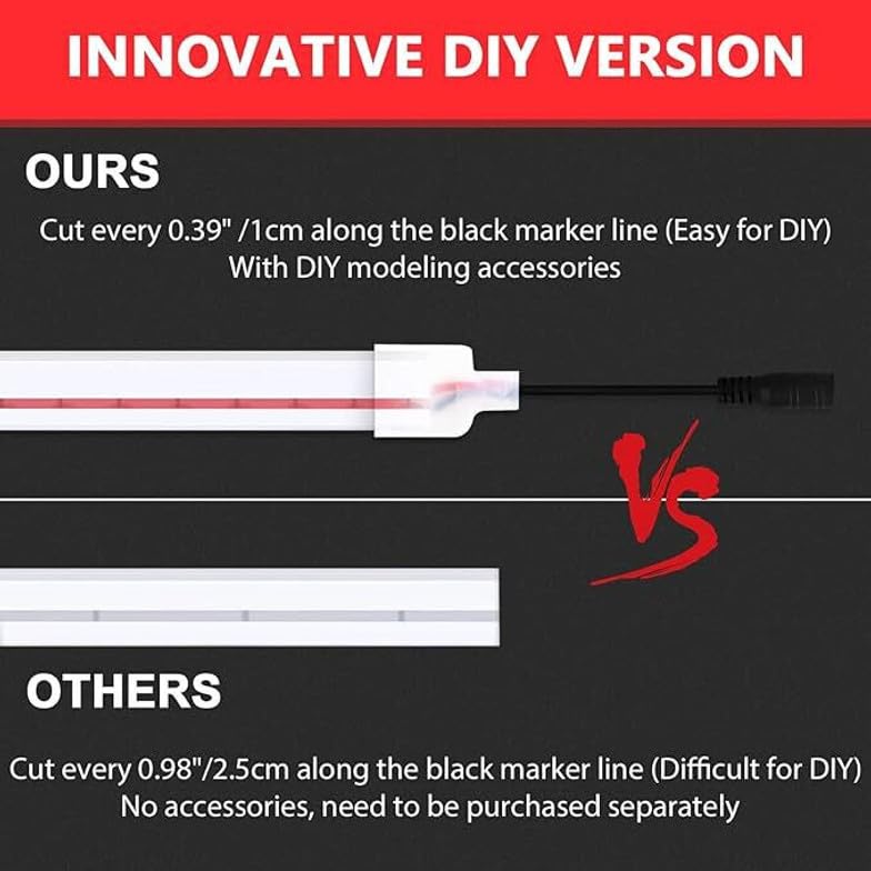 Image of V.E.S.P.A 16.4 Feet Neon LED Strip Lights, with 12V Adapter, Waterproof IP65, Silicone Flexible Rope Light for Wall Decor | DIY Name Signs | Neon Lights | 5 Meter | (RED)