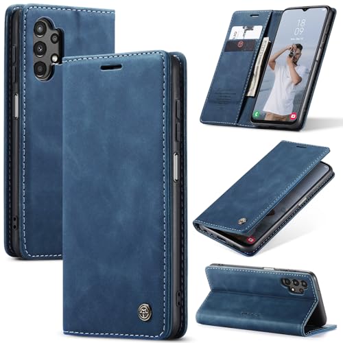 Azororo Handyhülle für Samsung Galaxy A13 4G/5G Hülle Premium Lederhülle Flip Case Magnet Tascher Kartenfach Standfunktion Klapphülle Schutzhülle für Samsung Galaxy A13 Blau