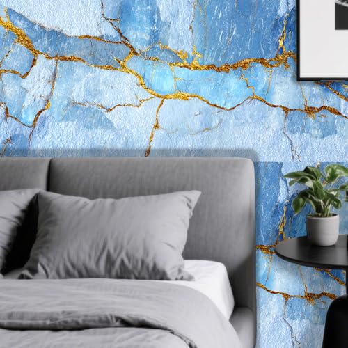 Image of Nuxovilar Light Blue Crystal Marble Wallpaper Peel Stick 15.75x39.37