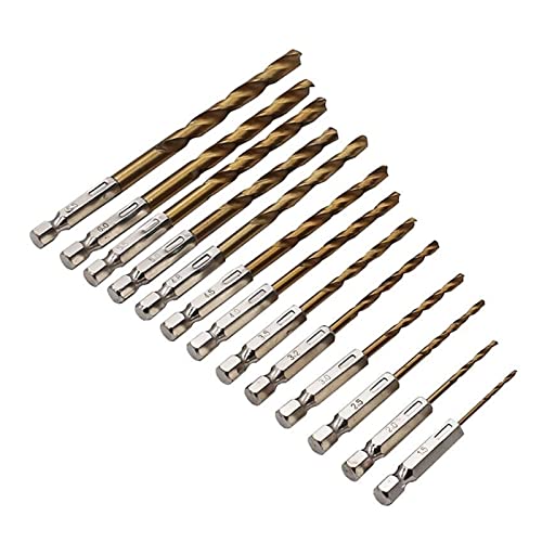 KLKVTGWGZK Hexagonal Shank 13pcs Plated Twist Drill Electric Drill Screwdriver Screwdriver Drilling Air Drill Bit Drill