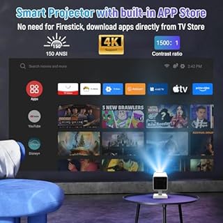 Mini Projecteur 4K Vidéoprojecteur, WiFi 6 & BT 5.0 Projecteur Video Supporté Correction, Portable Projecteur pour Chambre, Maison et extérieur (Blanc)