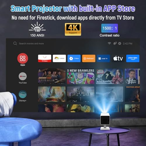 Mini projecteur 4K avec WiFi 6 et Bluetooth 5.0 en blanc - 3