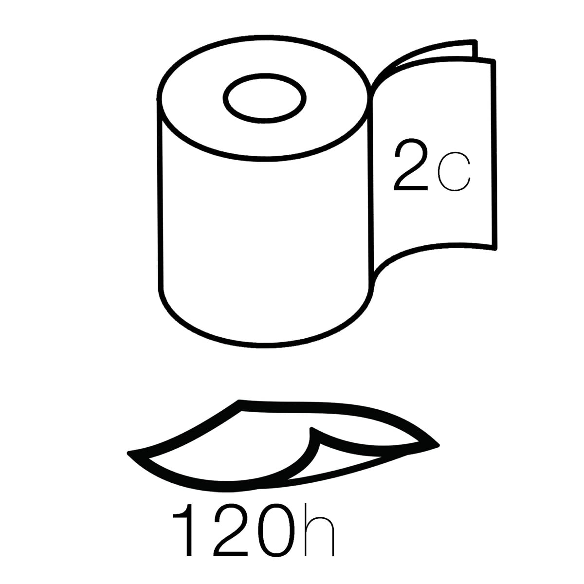 Juego de 20 Paquetes de 1 Rollo Toalla Papel máxima absorción, Extra XXL, Doble Capa, Carrete de alimentación Central Color Blanco, 120 Hojas